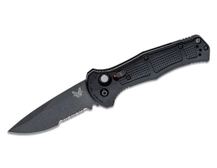 Benchmade Claymore Auto Folding Drop Point Knife Serrated, Black - 9070SBK