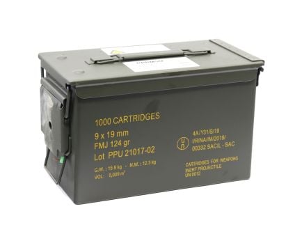 Prvi Partizan Rangemaster 9mm Ammo 124 Grain FMJ, 1000 rds - PPRM9M