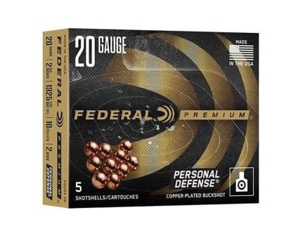 Federal Premium Personal Defense with Fleet Control Wad 20 Gauge 2-3/4" #2 Buckshot Ammo, 5rds