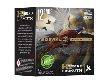 Federal Premium Hi-Bird Fiber Wad Bismuth 12 Gauge 2-3/4" #5 1-1/4 oz 25rds Shotshell - Premium Fiber Wad Bismuth for Bird Hunting - HVFB12HW5