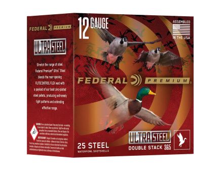 Federal Premium Ultra Steel 12 Gauge 3" #3/#5 1-1/4 oz 25rds Shotshell - Reliable for Diverse Hunting Needs - PWUX14235