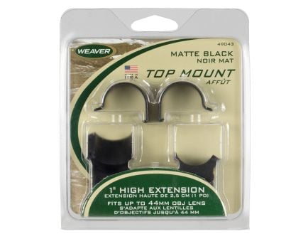Weaver 1 inch High Aluminum Extended Top Mount Tactical Style Scope Ring, Matte Black - 49043