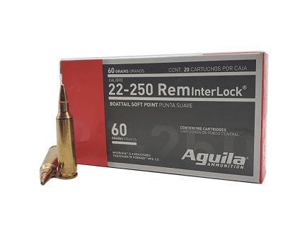 Aguila .22-250 Remington 60gr BTSP Rifle Ammo, 20Rds
