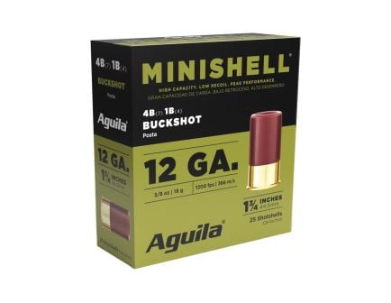 Aguila Minishell 12 Gauge 1-3/4" #4 Buck/#1 Buck 5/8oz Shotshells, 25rds