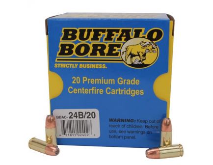 Buffalo Bore 9mm Luger +P+ 124 grain Jacketed Hollow Point Pistol and Handgun Ammo, 20/Box - 24B/20