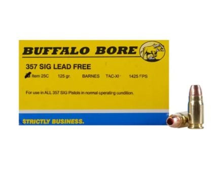 Buffalo Bore 357 SIG 125 grain Barnes TAC-XP Lead-Free Low Flash Handgun Ammo, 20/Box - 25C/20