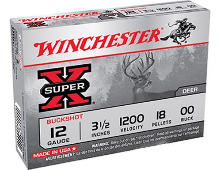 Winchester 12ga 3.5" 18 Pellet 00 Buck Shotshell Ammunition 5rds - XB12L00