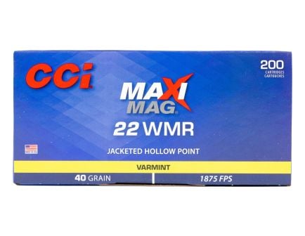 CCI .22 WMR Maxi Mag 40gr JHP Ammunition 200rds - 958
