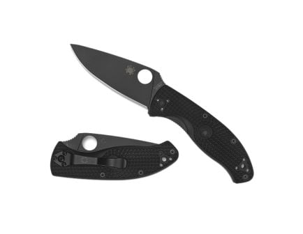 Spyderco Tenacious Lightweight Folding Knife, Drop Point, Black, Plain Edge - Durable Blade, Smooth Operation - C122PBBK
