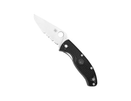 Spyderco Tenacious Lightweight Folding Knife Drop Point Black Combination Edge - Reliable, Durable, Lightweight and Reliable Handle - C122PSBK