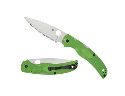 Spyderco Native Chief Lightweight Folding Knife Drop Point Green Fully Serrated Spyder Edge - Durable, Lightweight and Reliable Handle - C244SGR