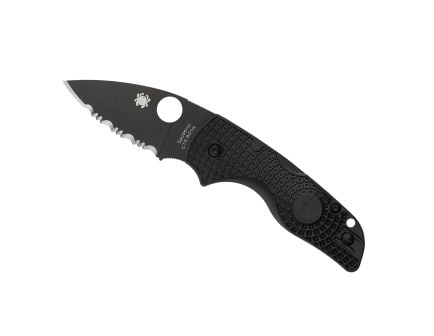 Spyderco Lil Native Lightweight Folding Knife Drop Point Black Fully Serrated Spyder Edge - Durable, Lightweight and Reliable Handle - C230SBBK