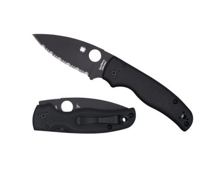 Spyderco Bodacious Folding Knife Spear Point Black Plain Edge - Smooth Action, Secure Lock, Ideal for EDC and Tactical Use - C263GSBK