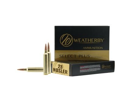 Weatherby Select Plus .28 Nosler 163gr Hammer Custom SCHP Rifle Ammo, 20Rds