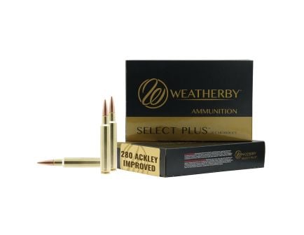 Weatherby Select Plus .280 Ackley Improved 150 gr Swift Scirocco PTHP 20rds Rifle Ammo, 20Rds