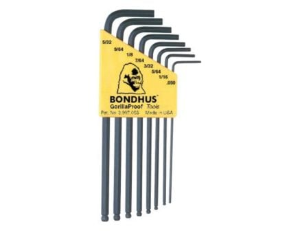 Bondhus BLX8 8-Piece Long Length Ball End L-Wrench Set, Black