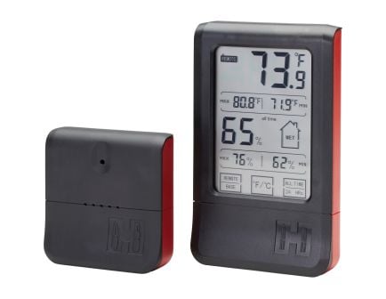 Hornady 1" x 3.25" x 5" Wireless Touchscreen Hygrometer, Black