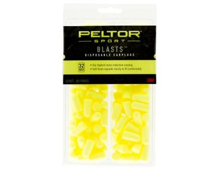 3M Peltor Sport Blasts 32 dB Disposable Corded Ear Plug, Yellow, 80 Pair/pack - 97082