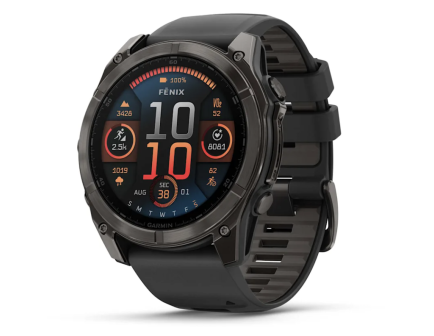 Garmin Fenix 8 – 51 mm, AMOLED, Sapphire, Carbon DLC Titanium with Black/Pebble Gray Silicone Band