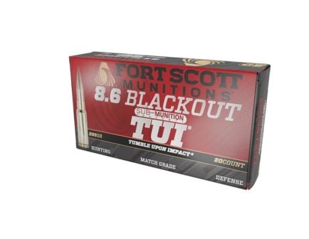 Fort Scott Munitions Tumble Upon Impact 8.6 Blackout 285 gr SCS 20rds Rifle Ammo for Maximum - 86BLK285SCV2SS