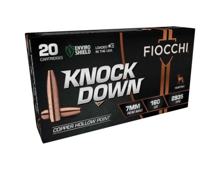 Fiocchi KnockDown 7mm Remington Magnum 160 gr LFCHP 20rds Rifle Ammo for Powerful Performance - 7RMCHA