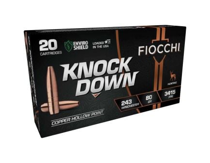 Fiocchi KnockDown .243 Winchester 80 gr LFCHP 20rds Rifle Ammo for Versatile Shooting - 243CHA