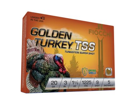 Fiocchi Golden Turkey TSS 20 Gauge 3" #9 1-3/8 oz 5rds Shotshell - Premium TSS for Turkey Hunting - 203TSS9