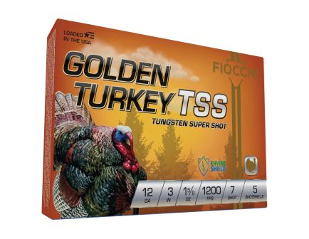 Fiocchi Golden Turkey TSS 12 Gauge 3" #7 1-5/8 oz 5rds Shotshell - Premium TSS for Precision Turkey Shots - 123TSS7