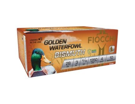 Fiocchi Golden Waterfowl Bismuth 28 Gauge 3" #4 15/16 oz Shotshell, 10rds - 283GB4