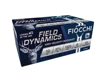 Fiocchi Field Dynamics HV Buckshot 12 Gauge 2-3/4" #00 Buck 9 Pellets Shotshells, 10Rds