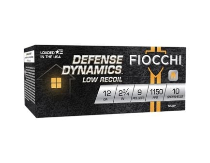 Fiocchi Defense Dynamics Low Recoil 12 Gauge 2-3/4" #00 Buck 9 Pellets Shotshells, 10Rds