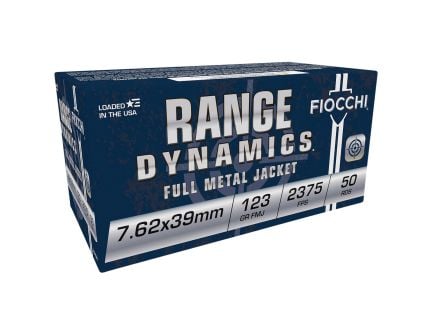 Fiocchi Range Dynamics 7.62x39mm 123gr FMJ Rifle Ammo, 50Rds