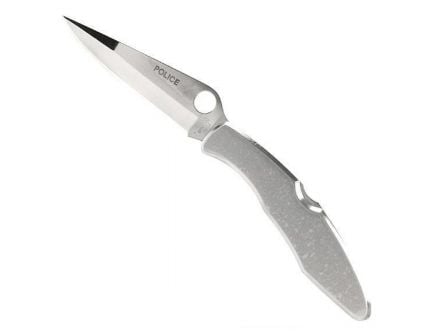 Spyderco Police Model Spear Point Folding Knife, 4.125", Plain Edge - C07P