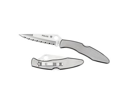 Spyderco Police Model Spear Point Folding Knife, 4.125", Serrated Edge - C07S