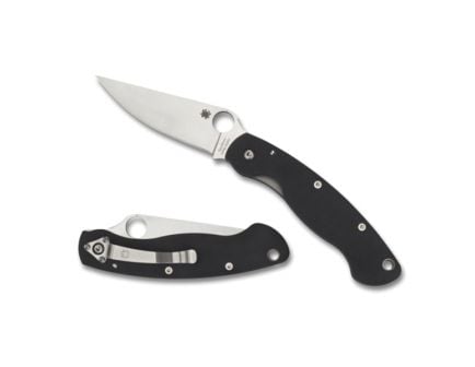 Spyderco Military Model Clip Point Folding Knife, 4", Black - C36GPE