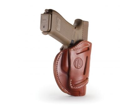 1791 Gunleather 3WH-2 Ambidextrous Glock 42 OWB Open-Top Concealment 3-Way Holster, Classic Brown - 3WH-2-CBR-A