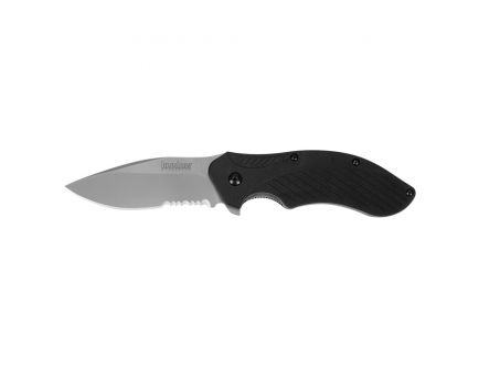 Kershaw Clash Drop Point Folder Knife, 3.1", Partially Serrated Edge, Black - 1605ST