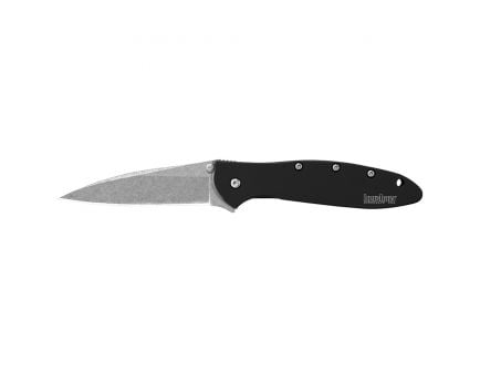 Kershaw Leek Modified Drop Point Folder Knife, 3", Black Anodized - 1660SWBLK