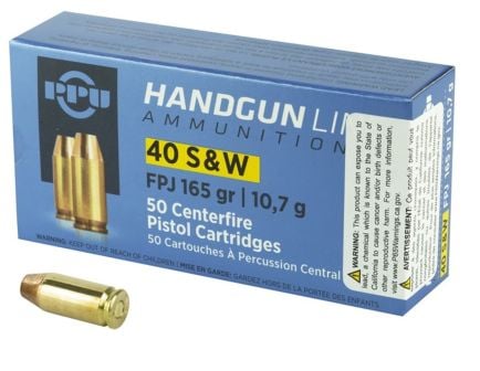 Prvi Partizan Handgun 165 gr FPJ .40 S&W Ammo, 50/box - PPH40F