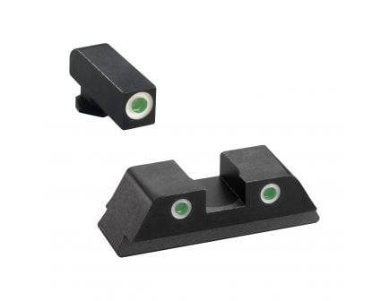 AmeriGlo Classic Self-Luminous 3 Dot Night Sight Set for Glock 20, 21 Pistols, Green with White Outline Front/Rear - GL119