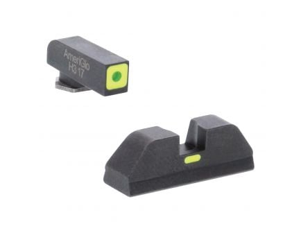 AmeriGlo CAP Sight Set for Glock 17, 19 Pistols, Green with Lumigreen Outline Front, Lumigreen Paint Bar Rear - GL614