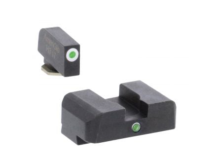 AmeriGlo I-Dot Front/Single Dot Rear Night Sight Set for Glock Gen5 17, 19, 19x Pistols, Green with White Outline Front, Green Rear - GL5101