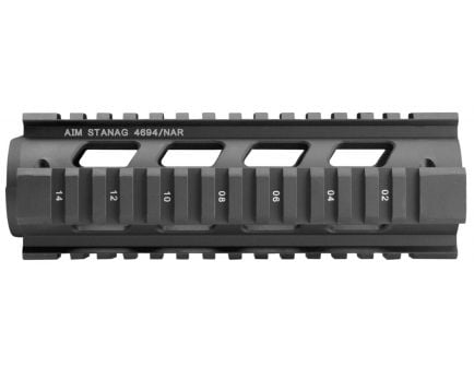 Aim Sports Aluminum Carbine Length Quad Rail w/ Covers, Anodized Black - MT041