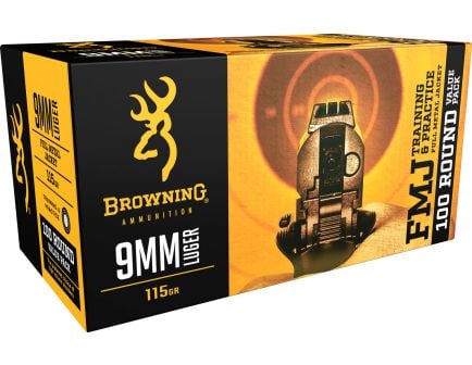 Browning Training & Practice 9mm Ammo 115 Gr FMJ, 100rds
