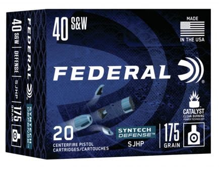 Federal Syntech Defense 175 gr Segmented Hollow Point .40 S&W Ammo, 20/box - S40SJT1