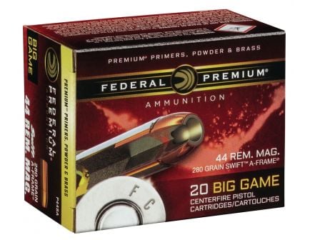 Federal Premium 280 gr Swift A-Frame .44 Rem Mag Ammo, 20/box - P44SA