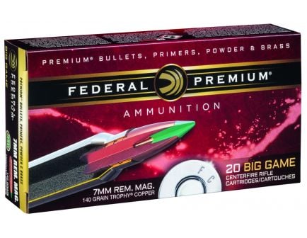Federal Premium 140 gr Trophy Copper 7mm Rem Mag Ammo, 20/box - P7RTC2
