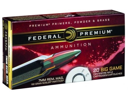 Federal Premium 160 gr Nosler Partition 7mm Rem Mag Ammo, 20/box - P7RF