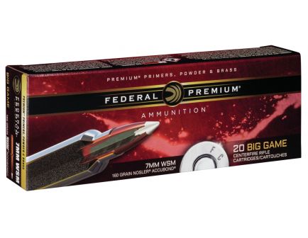 Federal Premium 160 gr Nosler AccuBond 7mm WSM Ammo, 20/box - P7WSMA1