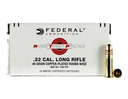 Federal Premium Range and Target 40 gr Copper-Plated Round Nose .22lr Ammo, 50/box - RTP2240